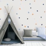Blue Rainbow Dots Wall Pattern