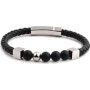 Killer Deals Braided Vegan Leather Stainless-steel Stone Bracelet - Silver