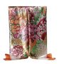 Lady's Satin Silk Scarf With Various Flowers - Purple/gold