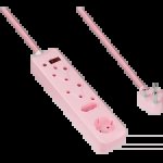 4-WAY Surge-protected Multiplug – 3M Braided Cord – Pink