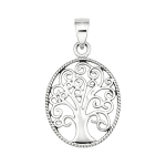 925 Sterling Silver Framed Vintage Tree Of Life Pendant