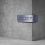 House Number Corner D02 - 350H X 600D X 2000W Matt Silver Warm White