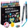 Acrylic Paint Pens: Dual Tip Markers For Wood Canvas Stone Rock Ceramic Surfaces And Diy Crafts - Perfect For Art Supplies