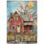 Tear Resistant Deco Print Whimsical House