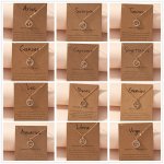Twelve Constellation Pendant Elegant Chain Necklace Letter Horoscope Necklace With Blessing Card Birthday Gift