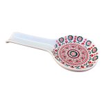 Ceramic Spoon Rest - Red And Green Mandala