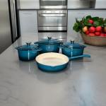 7PCS Enamel Cast Iron Cookware Set - Orange