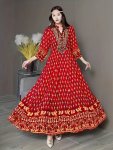 Ethnic Floral Pattern Maxi Dress Boho Notched Neck 3 4 Sleeve Dress Women's Clothing