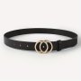 Double Circle Buckle Belt Black Basic Pu Leather Belt Leisure Street Style Jeans Pants Belt For Women