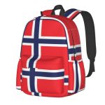 Seocka Norway Norwegian Flag Laptop Commuter Backpack Shoulder Bag Casual Back Pack Daypack Bags With Side Pockets For Work Trav