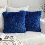 Soft Fluffy Scatter Cushions - Set Of 2 - 40X40CM - Blue