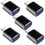 5-PACK USB C To USB Thunderbolt 3 To USB 3.0 Otg Adapter Black