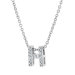 Rhodium Plated Cubic Zirconia Pav Initial H Necklace