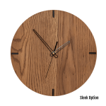 Mika Wall Clock In Oak - 300MM Dia Mid Brown Sleek Black Second Hand