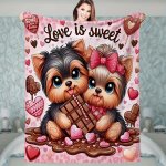 Adorable Yorkshire Terrier Print Fleece Blanket: Soft And Warm Suitable For Sofa Bed Office Camping And More - All Seasons