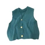 Women's Solid V-neck Sweater Vest - Knitting Elegant Pullover Casual All-match Single Breasted Daily Top