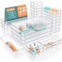 Stormiracle 28 Pcs Clear Plastic Drawer Organizers Set 4 Size Desk Drawer Organizer Trays For Makeup Jewelry Kitchen Utensils Gadgets And Office A