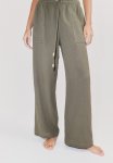 Muslin Pull-on Trousers - Dark Khaki Green
