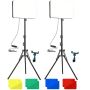 2 Pack LED Video Light With Adjustable Tripod Stand 9 Color Filters