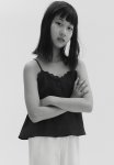 Frill-trimmed Strappy Top - Dark Grey