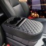 Fit Faux Leather Car Armrest Cushion With Cup Holder & Phone Storage - Multifunctional Booster Pad For All Seasons