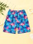 Boys Flamingo Print Swim Trunks Beach Shorts Elastic Waist Shorts For Spring/Summer