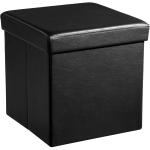 Songmics Foldable Small Storage Ottoman Black