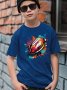 Colorful Football Print T-shirt- Engaging Visuals Casual Short Sleeve T-shirts For Boys - Cool Lightweight And Comfy Summer Clothes