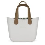 Fenn Original Collection White Pattern 49 Inner Gold Zip Light Tan Woven Handle - Ys Travel Bags
