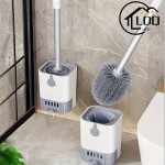 1 Set Toilet Brush With Holder Set Wall Mounted Long Handle Toilet Cleaning Brush With Holder Flexible Toilet Bowl Cleaning Brus