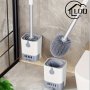 1 Set Toilet Brush With Holder Set Wall Mounted Long Handle Toilet Cleaning Brush With Holder Flexible Toilet Bowl Cleaning Brush No Dead Corner