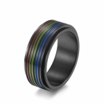 Rainbow Spinner Ring Black - 6 Us