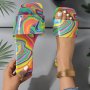 Women's Abstract Color Slide Sandals Colored Square Open Toe Summer Shoes Casual Outdoor Beach Flat Slides