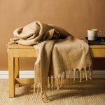 Woollen Blend Blanket Throw Sand