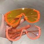Oversized Shield Semi-rimless For Women Gradient Lens Decorative Eyewear One-piece Lens Design
