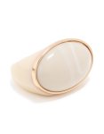 Rose Gold Cream Acrylic Oval Chunky Ring - M l