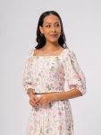 Floral Print Square Neck Top - S Assorted