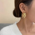 1PC Fashion Retro Golden Plated Hoop Earrings With Multi Tube C Hoop Boho Style For Women