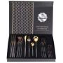 24 Piece Stainless Steel Cutlery Set - Flat Black