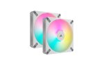 Corsair Af Elite Series AF140 Rgb Elite White 140MM Fluid Dynamic Rgb Fan With Airguide Dual Pack With Lighting Node Core