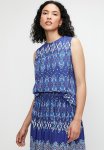Edit Printed Sleeveless Shell - Peacock Blues Linear Print