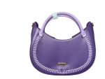 Whipstitch Crescent Hobo Bag- Purple