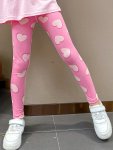 Girls High Stretch & Fit Allover Donuts hearts Graphic Print Leggings For Spring & Fall As Gifts