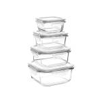 4 Piece Square Storage Container Set Clear