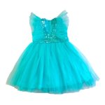 Kids Turquoise Blue Party Dress - Sparkling Sequins And Tulle Dress For Girls