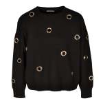 Eyelet Detail Knit Top - Black L xl