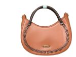 Whipstitch Crescent Hobo Bag- Light Brown