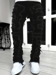 Y2K Hip Hop Style Raw Trim Jeans Men's Casual Street Style Stretch Denim Pants