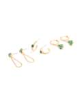Goldair Gold Green Diamante Chain & Huggie Earrings 3-PACK