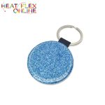 Sublimation Pu Glitter Round Keyring – Blue 50MM